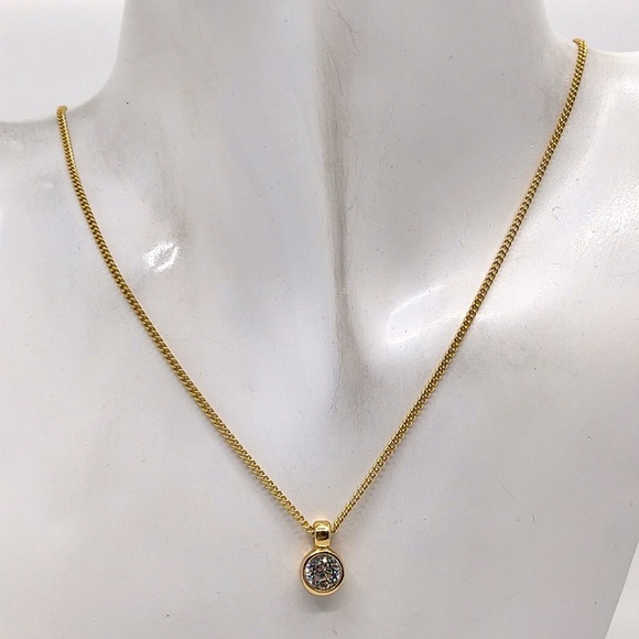 Dior Handbags - Vintage Christian Dior Signed Logo Goldtone Crystal Pendant Necklace